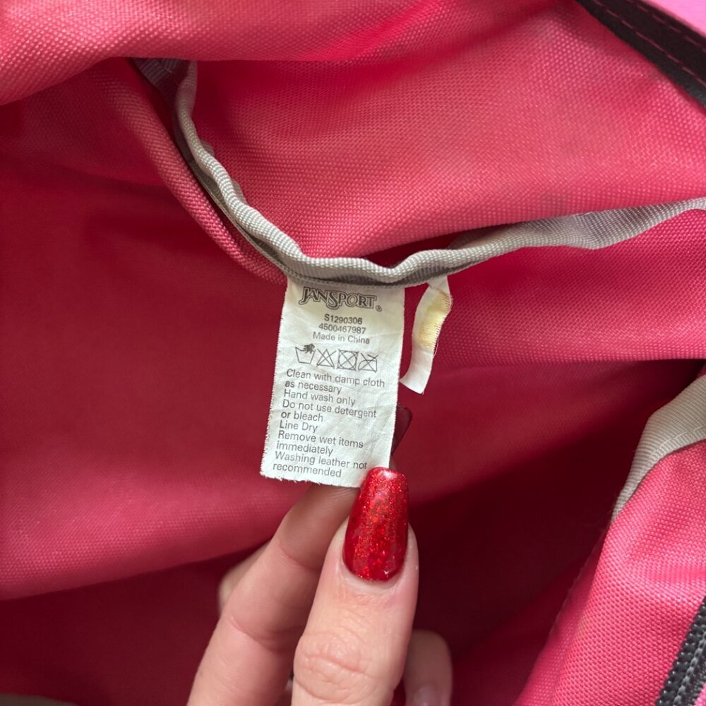 VTG JanSport Student Backpack TDH7 School Book Bag Hot Pink "Danielle" Graffiti - Picture 5 of 6